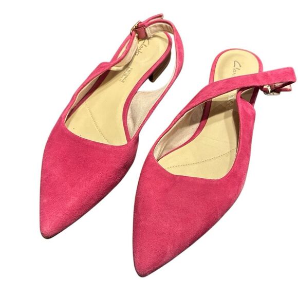 Clarks Fuscia Suede Laina Slingback Flats Women’s US 9.5 M - Picture 1 of 8